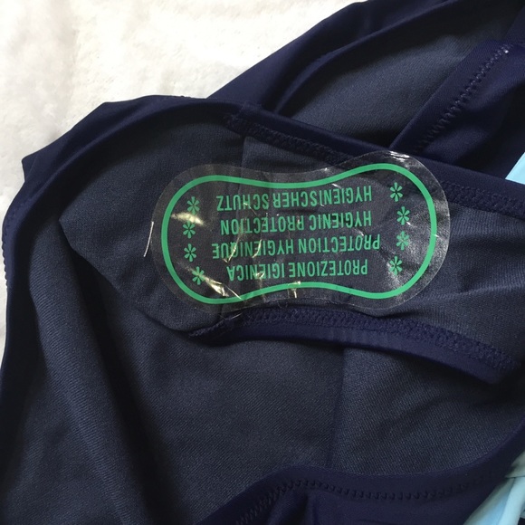 🛍 One-piece Navy Swimsuit Deep V Blue Tie - Picture 8 of 9